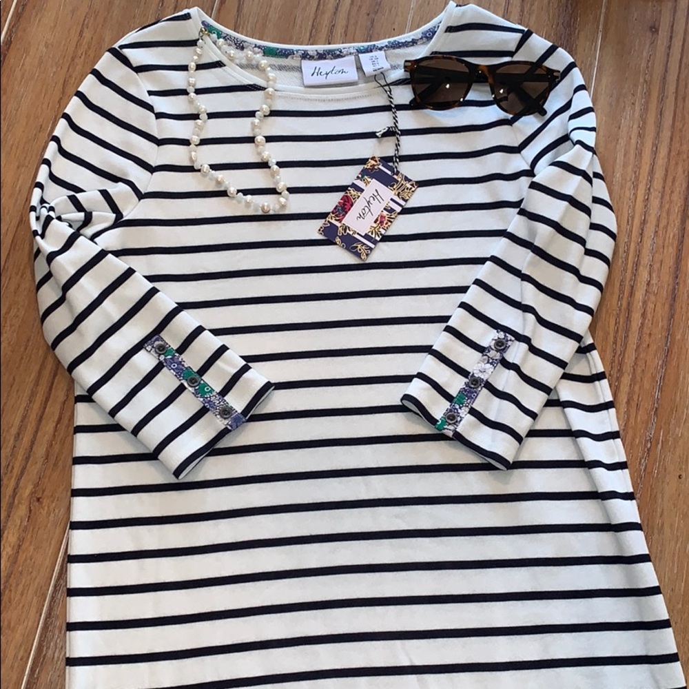 Heyton striped nautical dress 3/4 sleeve XS NEW